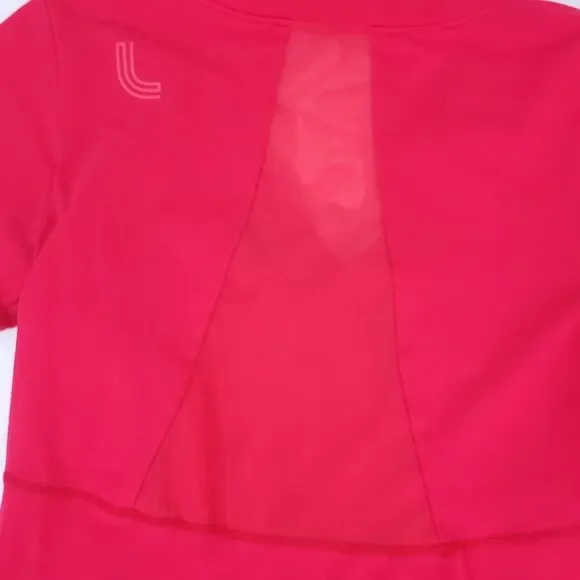 LOLE Fitted Short Sleeve Shirt Red, Mesh Back, Medium Women Athletic Top - Picture 3 of 4